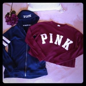 ❤️ PINK Long Sleeve Thermal Crop & Hoodie!